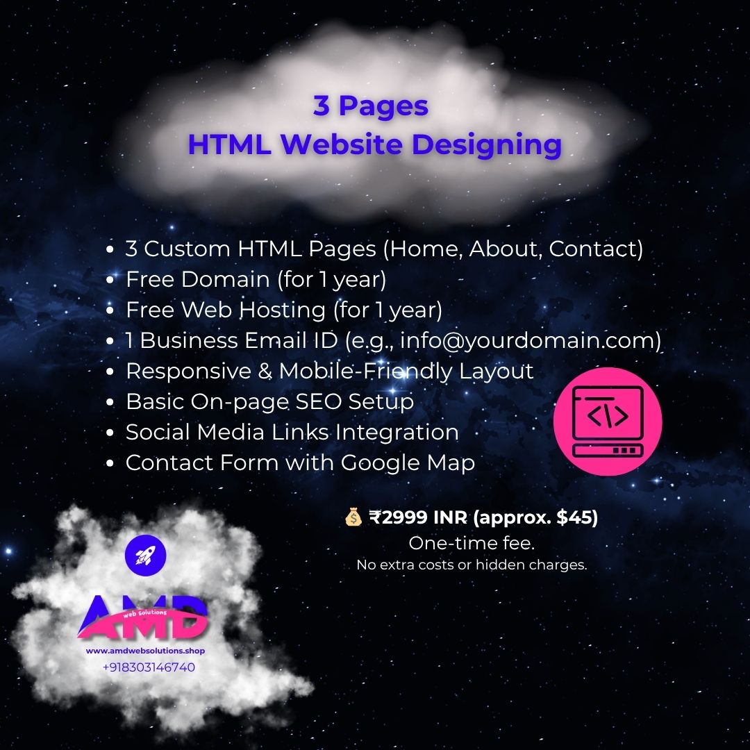 3 Pages HTML Website Designing 1 3 Pages HTML Website Designing