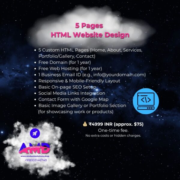 5 Pages HTML Website Design